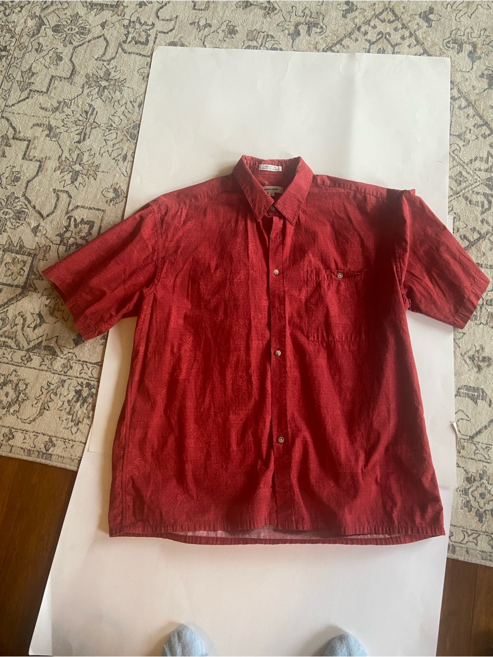 Pierre Cardin Men's Red Short-Sleeve Button-Up Shirt